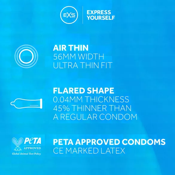 EXS Air Thin - prezervatyvai - itin ploni - lateksas - 12 vnt