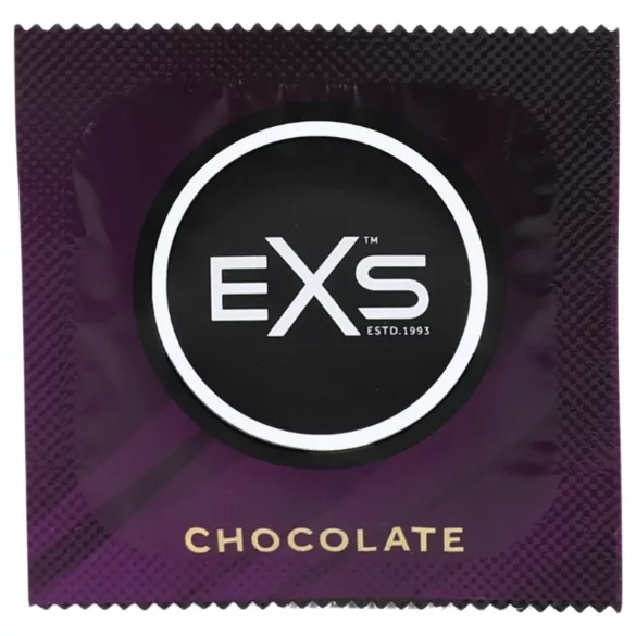 EXS Hot Chocolate - prezervatyvai su šokolado skoniu - juodi - 100 vnt