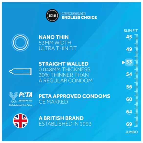 EXS - prezervatyvai - itin ploni - 3 vnt