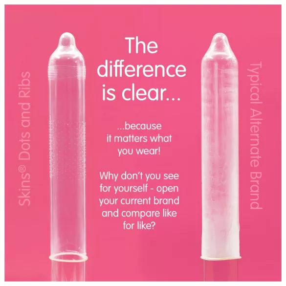 Skins - prezervatyvai su ranteliais ir taškeliais - 4 vnt