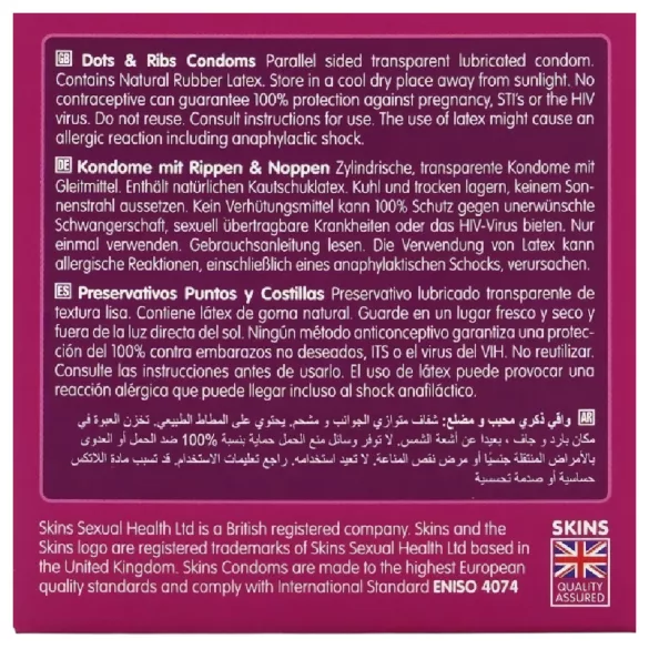 Skins - prezervatyvai su ranteliais ir taškeliais - 4 vnt