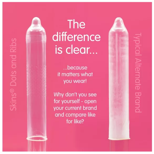 Skins - prezervatyvai su rantais ir taškeliais - 8 vnt