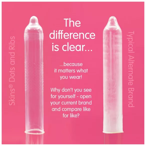 Skins - prezervatyvai su raišteliais ir taškeliais - 16 vnt