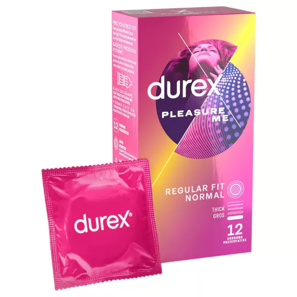 Durex Pleasure Me - prezervatyvai su briaunelėmis ir taškeliais - 12 vnt