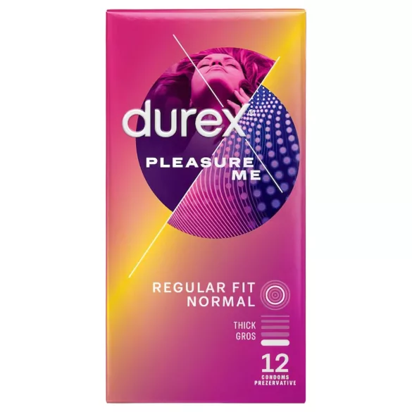 Durex Pleasure Me - prezervatyvai su briaunelėmis ir taškeliais - 12 vnt