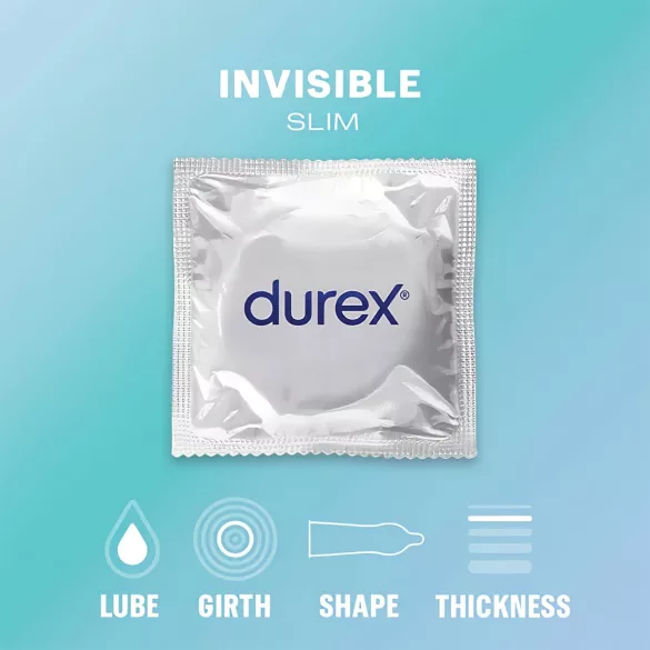 Durex Invisible Slim - ploni prezervatyvai - 10 vnt.