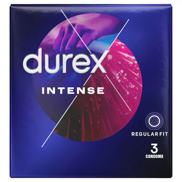 Durex Intense - prezervatyvai su briaunelėmis ir taškeliais - 3 vnt
