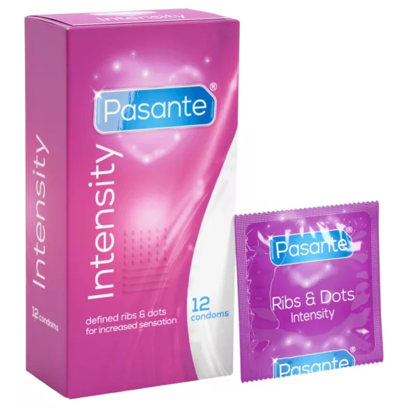 Pasante - prezervatyvai su briaunelėmis ir taškeliais - 12 vnt