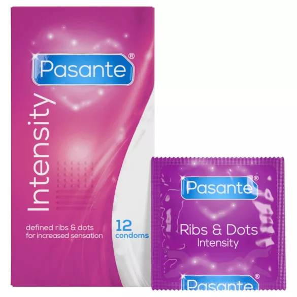 Pasante - prezervatyvai su briaunelėmis ir taškeliais - 12 vnt