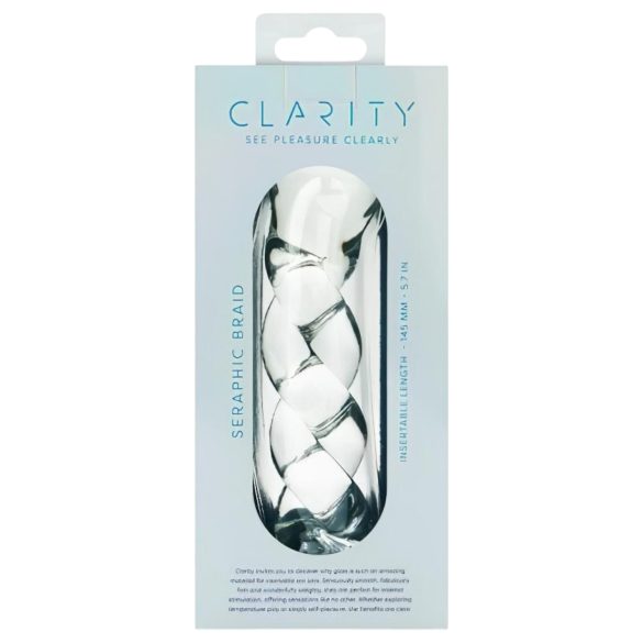 Clarity - stiklinis dildo - pintas raštas - skaidrus