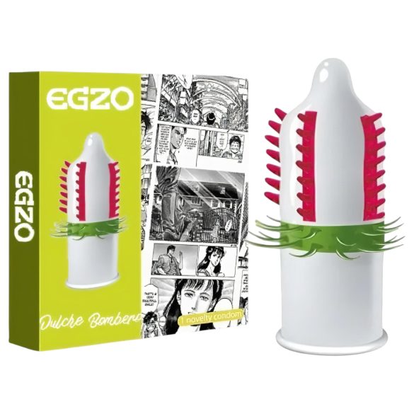 Egzo Dulche Bombero - prezervatyvas su dygliukais - stimuliuojantis - 1 vnt