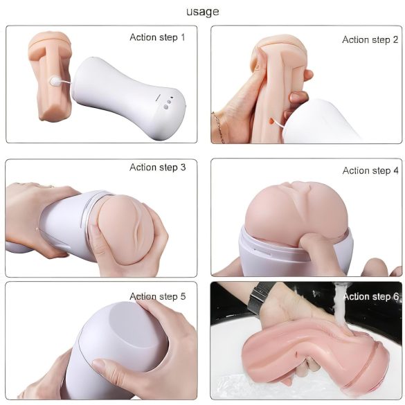 Lonely Happy - vibruojanti masturbatorius su garsais - balta/natūrali