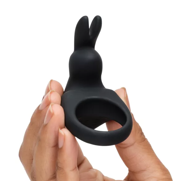 Happyrabbit - vibruojantis penio žiedas - įkraunamas - juodas