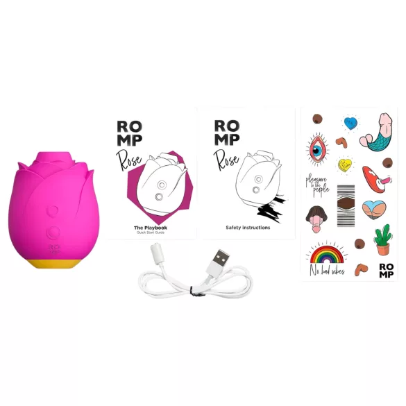 ROMP Rose - klitorinis vibratoriaus oro bangomis - rožinės spalvos
