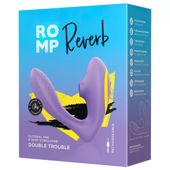ROMP Reverb - G taško vibratorius su oro bangomis - 2in1 - violetinis