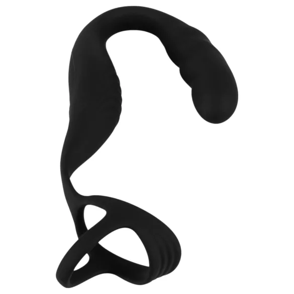 Rebel - prostatos vibratorius su varpos ir sėklidžių žiedu - juodas