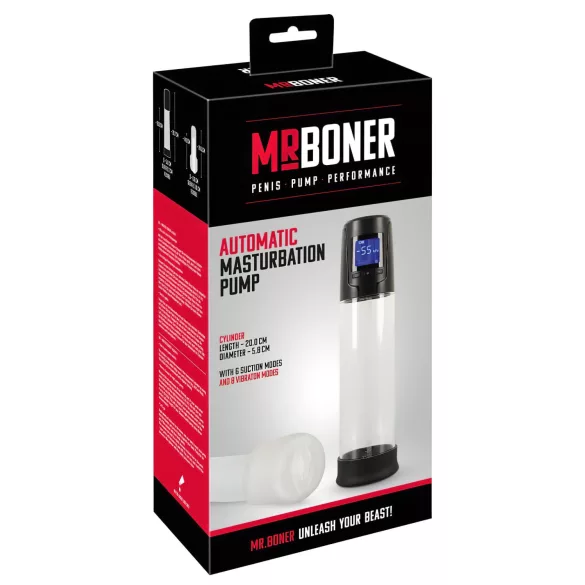 Mister Boner - automatinė penio pompa - įkraunama - juoda permatoma