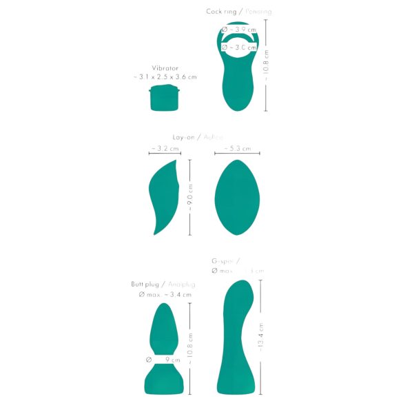 Porų džiaugsmas - 4in1 keičiamas vibruojantis žaisliukas (turkio spalvos)