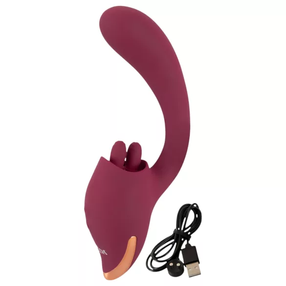 Javida - 2in1 vibratorius su liežuvėliu - raudonas