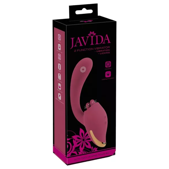 Javida - 2in1 vibratorius su liežuvėliu - raudonas