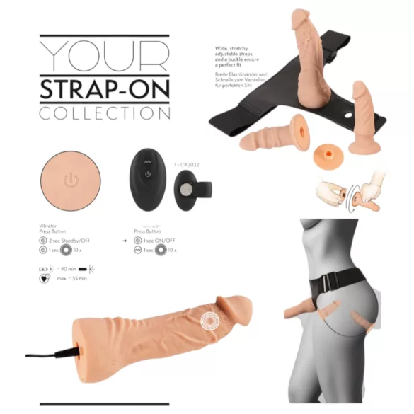 You2Toys - prisegamas dildo rinkinys - natūralios spalvos
