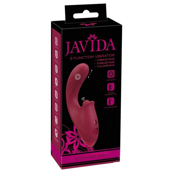 Javida - 3in1 vibratorius su liežuvėliu - raudonas