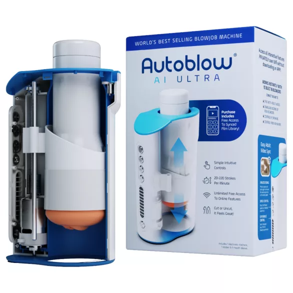 Autoblow A.I. Ultra - masturbatorius vyrams - burnos formos - baltas
