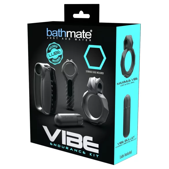 Bathmate Vibe Endurance – masturbatoriaus ir varpos žiedo rinkinys (juodas)