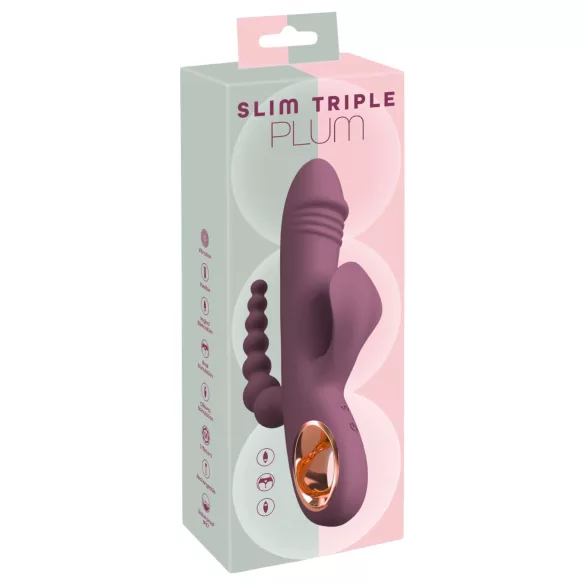 You2Toys - vibratorius su trimis atšakomis - įkraunamas - violetinis