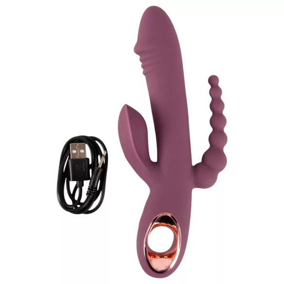 You2Toys - vibratorius su trimis atšakomis - įkraunamas - violetinis