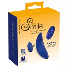   Smile - dėvimas itin plonas, nuotolinio valdymo kelnaičių vibratorius (mėlynas)