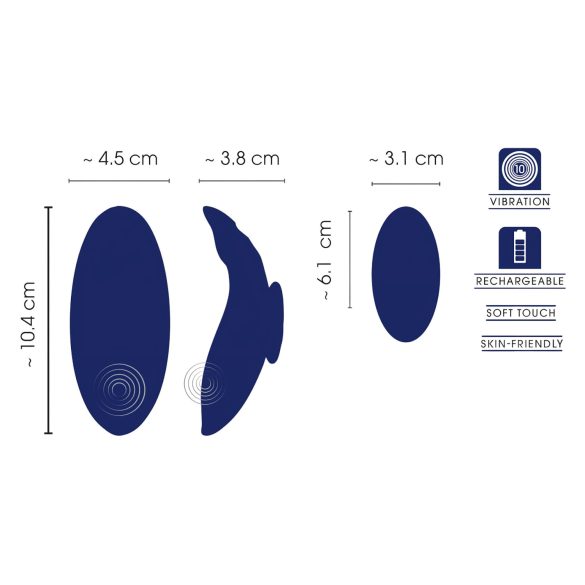 Smile - itin plonas vibratorius su nuotoliniu valdymu kelnaitėms mėlynas