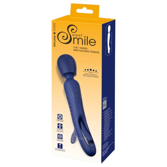 Smile - 2in1 vibratorius su liežuvėliu ir masažuokliu - mėlynas