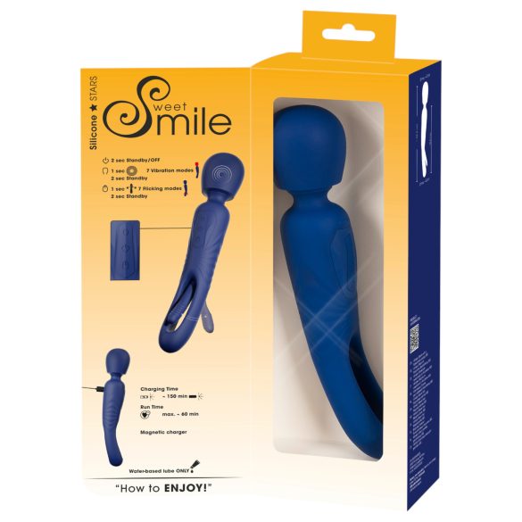 Smile - 2in1 vibratorius su liežuvėliu ir masažuokliu - mėlynas