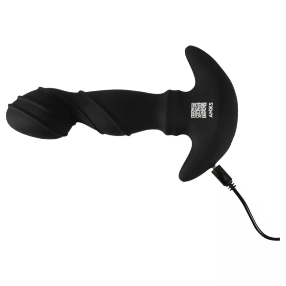 ANOS - prostatos masažuoklis su vibruojančiu žiedu - juodas