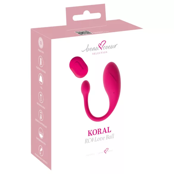 Beau Coeur Koral - vibruojantis kiaušinėlis su nuotolinio valdymo pultu