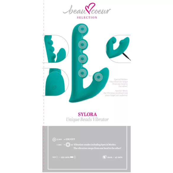 Beau Coeur Sylora - vibratorius su karoliukais 2in1 - žalias