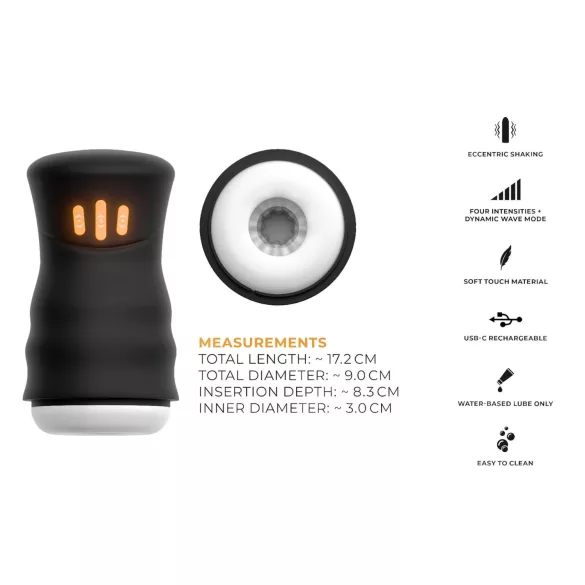 You2Toys Gyro - vyrų masturbatorius su sukimu ir vibracija - juodas