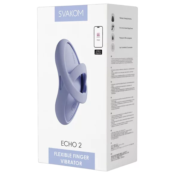 Svakom Echo 2 - programėle valdomas pirštų vibratorius (mėlynas)