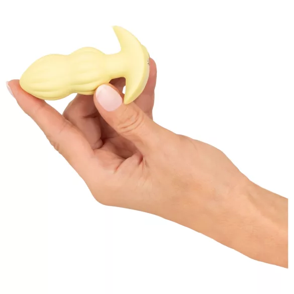 Cuties Mini - vibruojantis analinis kaištis su briaunomis - geltona