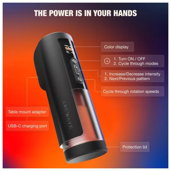 Arcwave Thruster - stumiantis ir besisukantis automatinis masturbatorius (juodas)