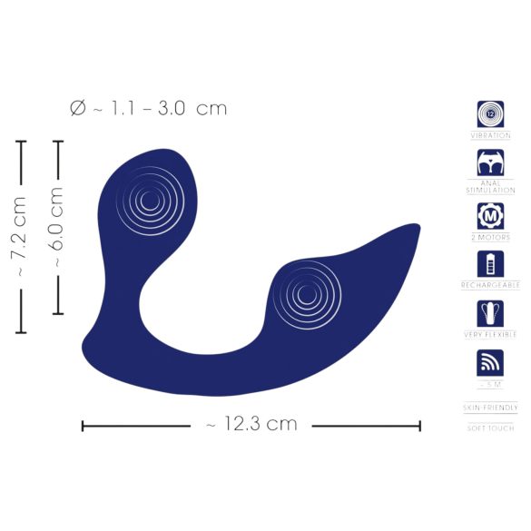 SMILE - nuotoliniu būdu valdomas analinis ir kelnaičių vibratorius - mėlynas