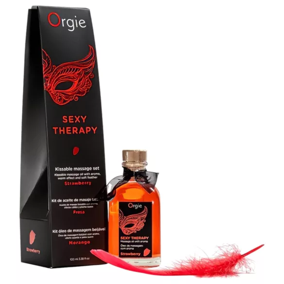 Orgie Sexy Therapy - masažo aliejų rinkinys - braškių aromato