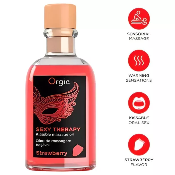 Orgie Sexy Therapy - masažo aliejų rinkinys - braškių aromato