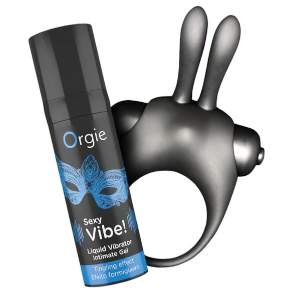 Orgie Bunny – vibracinis penio žiedų rinkinys (juodas)