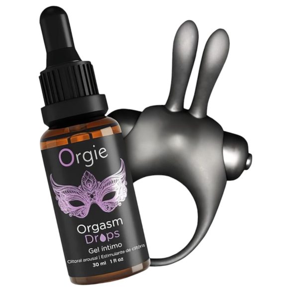 Orgie Orgasmic Bunny - vibracinis penio žiedų rinkinys (juodas)