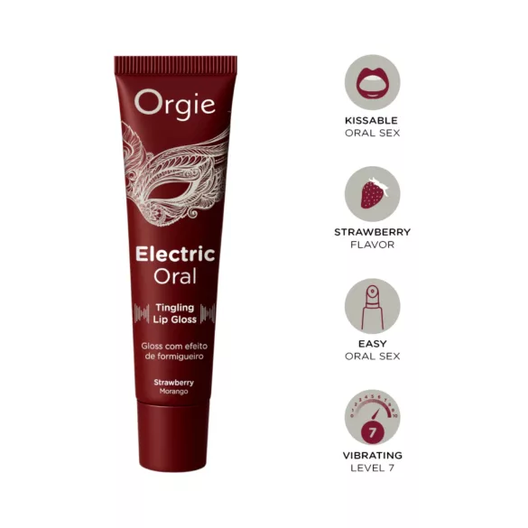 Orgie Electric Oral - dilgčiojimą sukeliantis lūpų blizgesys - braškių (10 ml)