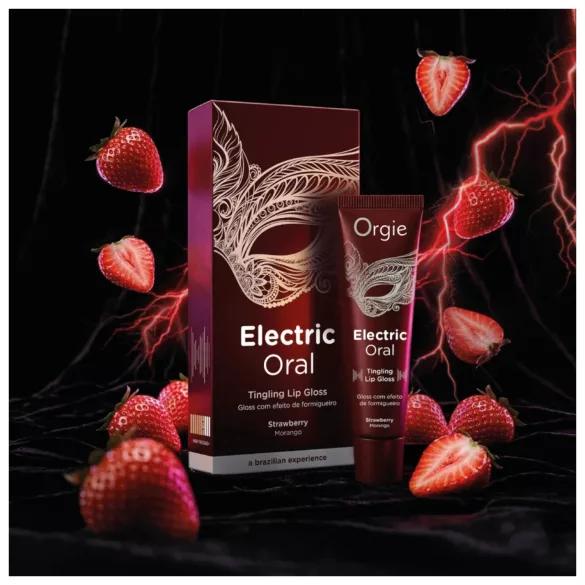 Orgie Electric Oral - dilgčiojimą sukeliantis lūpų blizgesys - braškių (10 ml)