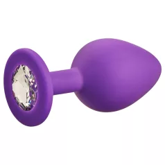   Baseks - silikoninis analinis kaištis su kristalais (violetinis) - 8 cm