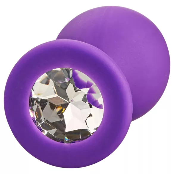 Baseks - silikoninis analinis kaištis su kristalais (violetinis) - 8 cm